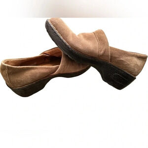 Born Toby Duo brown leather and corduroy slip on clogs